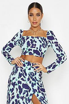 Boohoo Off Shoulder Leopard Print Crop