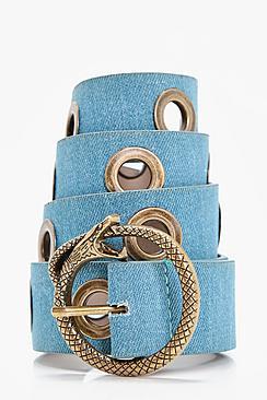 Boohoo Jessica Snake Buckle Denim Boyfriend Belt