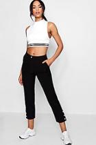Boohoo Katie Pearl Button Tapered Trousers