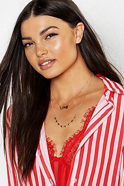 Boohoo Love And Heart Layered Necklace