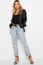 Boohoo Petite Ripped Boyfrend Jeans