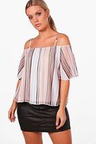 Boohoo Plus Sara Stripe Pleated Woven Ruffle Cami Top