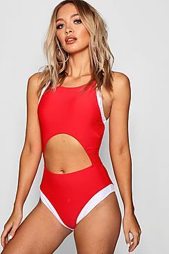 Boohoo Usa Cut Out Swimsuit