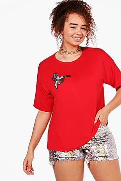 Boohoo Plus Lisa Badge Front Tee