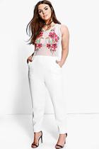 Boohoo Plus Abigail Printed Embroidered Jumpsuit