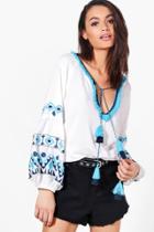 Boohoo Betty Boutique Embroidered Woven Top White