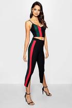 Boohoo Tall Emily Sports Stripe Crop Split Legging Co-ord