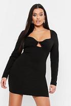 Boohoo Plus Twist Bust Long Sleeve Bodycon Dress