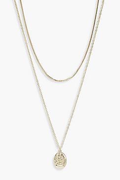 Boohoo Simple Choker And Oval Coin Layered Necklace
