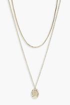 Boohoo Simple Choker And Oval Coin Layered Necklace