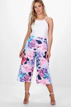 Boohoo Plus Hana Floral Slinky Culotte Trouser Multi