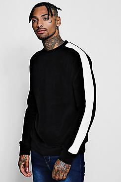 Boohoo Original Man Velour Sweater With Side Panel
