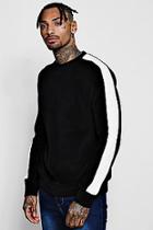 Boohoo Original Man Velour Sweater With Side Panel