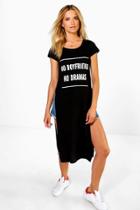 Boohoo Sasha Longline Side Split T-shirt Black