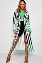 Boohoo Tia Contrast Stripe Belted Duster
