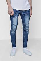 Boohoo Spray On Skinny Jeans With Biker Panelling