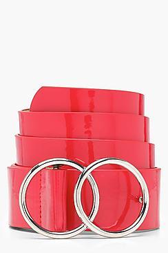 Boohoo Hannah Double Ring Patent Boyfriend Belt