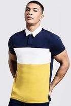 Boohoo Colour Block Twill Panel Rugby Polo