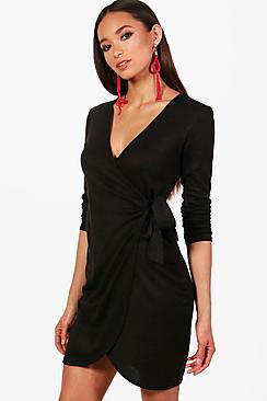 Boohoo Abigail Knitted Wrap Dress