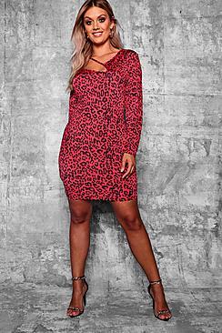 Boohoo Plus Animal Cut Out Detail Bodycon Dress