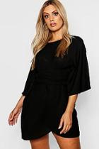 Boohoo Plus Kimono Sleeve Wrap Dress