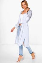 Boohoo Sofia Belted Satin Duster Grey