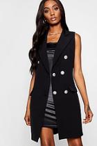Boohoo Poppy Tailored Military Button Duster Jacket
