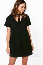 Boohoo Amy Cut Out Neck Shirt Dress Black