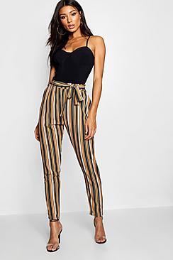 Boohoo Woven Tie Waist Tapered Trouser