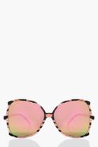 Boohoo Sarah Mirrored Lense Oversized Sunglasses Pink