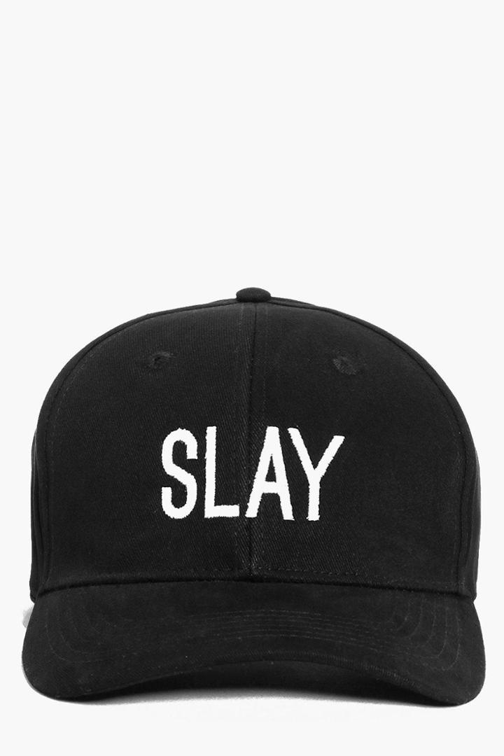 Boohoo Slay Slogan Baseball Cap Black