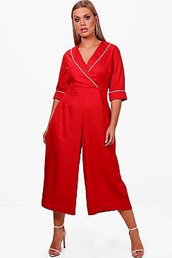 Boohoo Plus Tailored Culotte Jumpsuit