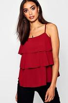 Boohoo Woven 3 Tier Cami Blouse