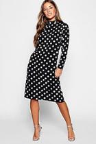 Boohoo Petite Spot Print High Neck Midi Dress