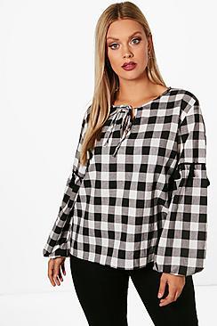 Boohoo Plus Clara Gingham Smock Dress