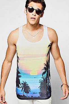 Boohoo Multi Coloured Sunset Sublimation Vest