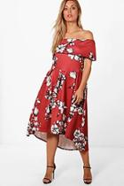 Boohoo Plus Elise Floral Double Layer Skater Dress