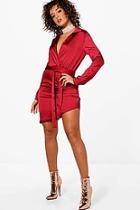 Boohoo Jessica Satin Wrap Detail Dress