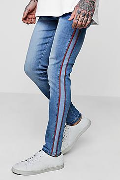 Boohoo Super Skinny Jeans With Piped Side Panel