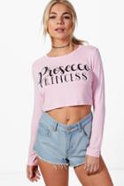 Boohoo Charlotte Prosecco Princess Oversized Crop Pink