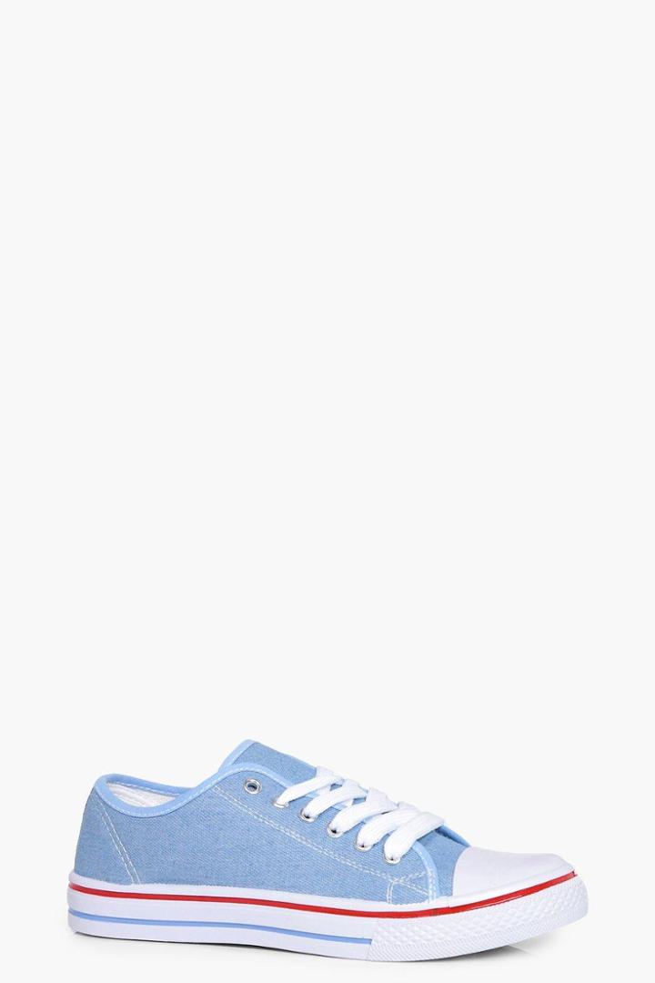 Boohoo Isla Denim Lace Up Pump Denim