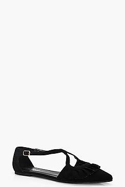 Boohoo Melissa Frill Detail Pointed Ballets