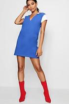 Boohoo Elle Contrast Sleeve Swing Polo Dress