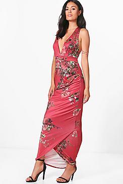 Boohoo Holly Cross Strap Floral Maxi Dress