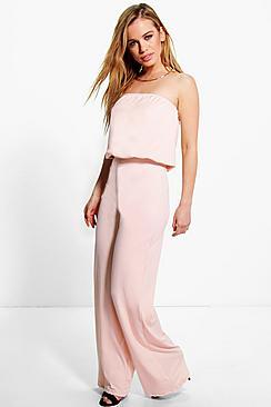 Boohoo Petite Corinne Bandeau Crepe Jumpsuit