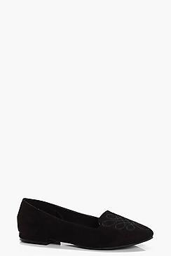 Boohoo Hope Embroidered Slipper Flat