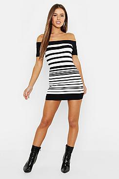 Boohoo Petite Bandage Stripe Dress