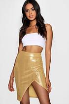 Boohoo Naomi Metallic Wrap Mini Skirt