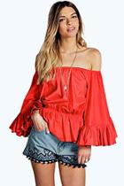 Boohoo Betsy Off The Shoulder Frill Detail Top