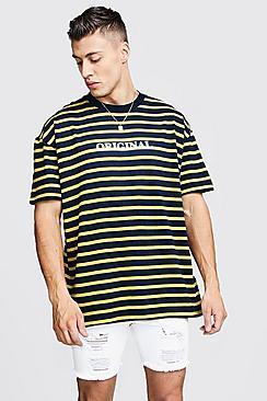Boohoo Oversized Stripe T-shirt With Reflective Slogan